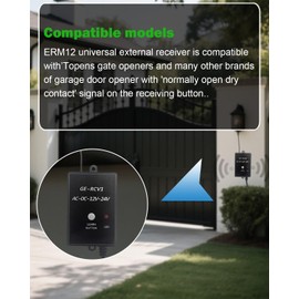 ERM12 Universal External Receiver and Remote Control Transmitters Garage Door Gate Openers for Automatic Swing Sliding Gate, 4-Button Gate Remote Operator Accessory 433,92MHz