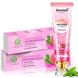 Niacinamide Whitening Toothpaste, Effectively Whitens Teeth, with Peach & Mint Flavor - Stain Removal, Gum Care, Fresh Breath 24HR, Fluoride-Free Gentle Formula for Sensitive Teeth 2PCS