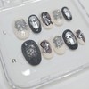 Mystic Silver Mesh Handmade Nail Tips - Long Coffin /