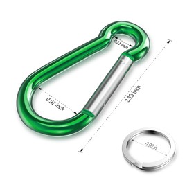 sprookber Aluminum Carabiner, Caribeener Clips, Spring Snap Hook for Keychain Clip, Set of 10 (Green)