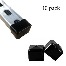 1.5’’ Square Rubber Cover Cap for Strut Channel, Metal Tubing, Fences End Protection, 10 Pack Black Vinyl Flexible Floor Protectors for Furniture Legs