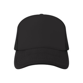 TopTie Blank 5 Panel Trucker Hat Foam Front Mesh Back 2 Tone Trucker Snapback Hat-Black