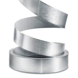 ZYJT Gray Edge Banding, 2" x 50ft Non Glued Flexible Durable Real Brushed Aluminum Grey Silver Veneer Edge Trim for DIY Table Cabinet Furniture Decorative Trim