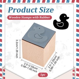OLYCRAFT Duck Wooden Rubber Stamp - 1 Inch Square, 32mm Thick Vintage Stamp for Scrapbooking & Card Making
