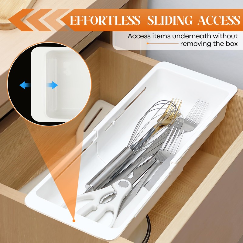 Gulfmew 2 Pack Deep Drawer Organizer Bins, Sliding Drawer Organizer