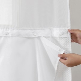 eachope 1 Pack Extra Long Fabric Snap-in Shower Curtain Liner Replacement,Compatible with No Hook Shower Curtain with Snap in Liner, Removable & Water-Repellent,Machine Washable,70x66,White