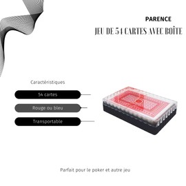 PARENCE. - 54 Card Game with Box/Red or Blue - Poker, Board Game, Rummy, Belotte
