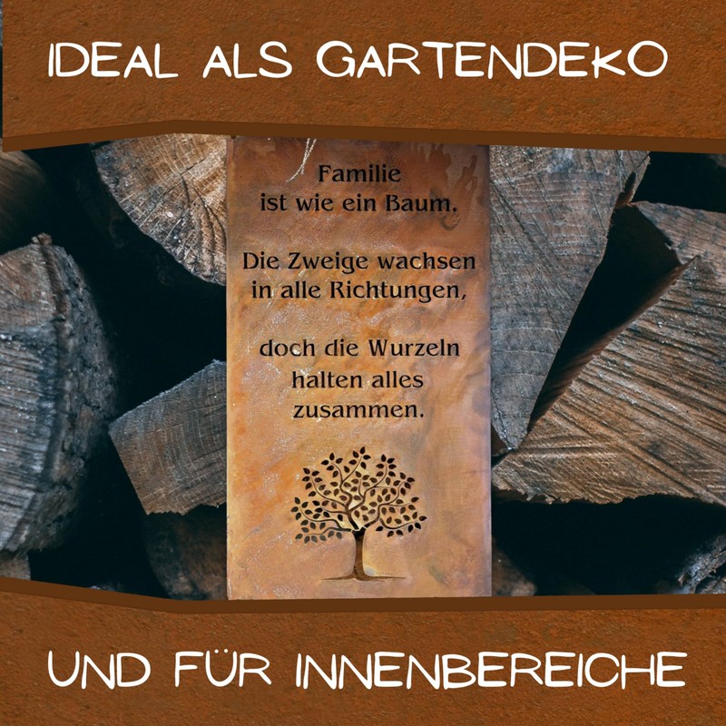 Rostikal Rust Garden Sign with Tree 30 x 15 cm