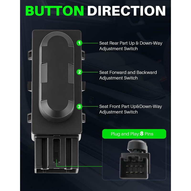 Dacall Driver/Passenger Side Power Seat Adjustment Switch Fit for Ford