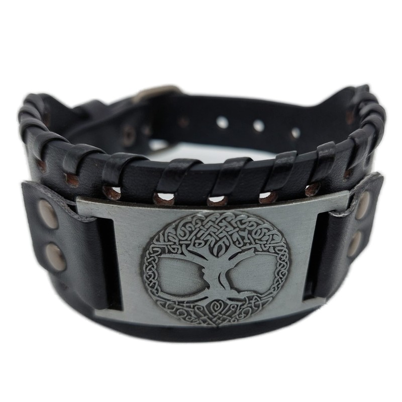 Vikings Viking Bracelet Yggdrasil World Tree of Life Leather Metal