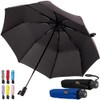 GORILLA GRIP Windproof Compact Stick Umbrella for Rain, One-Click Automatic