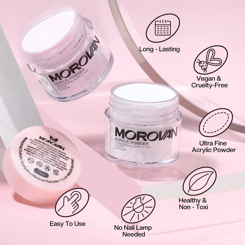 Morovan Acrylic Nail Set Starter Set Complete - 3 Colours
