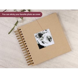 potricher 8 x 8 Inch DIY Scrapbook Photo Album 80 Pages Thick Kraft Blank Yellow Paper Memory Book for Wedding and Anniversary Family (Yellow, 8 Inch)