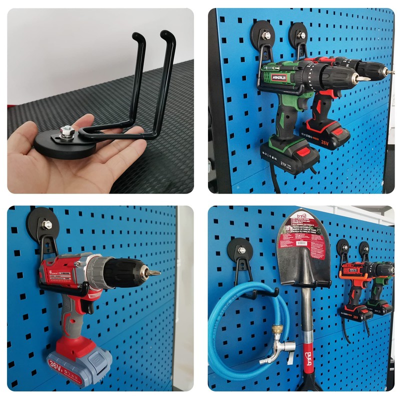 MUTUACTOR 2PC Black Storage Hooks with Anti-Scratch Magnetic Base Heavy