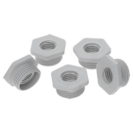 Kalitec G6201200 Reduction M20/M12 Plastic Light Grey I Reducer Cable Gland Hexagonal I M12 Female Thread I M20 Male Thread I IP68 Pack of 5