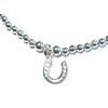 Sterling Silver 925 Beaded Stretch Horseshoe Charm Bracelet