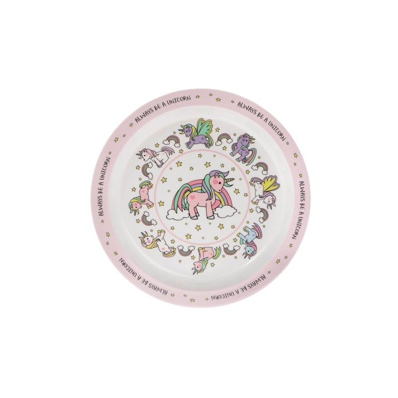 Widdle Gifts Children's Unicorn Design Melamine Tableware (22cm Plate 4941)