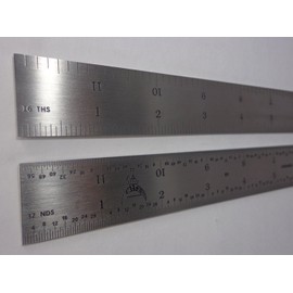 PEC Tools USA 12" Rigid Stainless Steel 4R Machinist Ruler/Rule 1/64, 1/32, 1/8 1/16