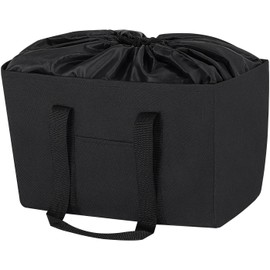 ASXSONN Foldable Eco Bag with Drawstring Bag, Cold Insulation, Large Capacity, Shopping Bag, Durable, Reusable Shopping Bag, Perfect for Picnics and Shopping, Black