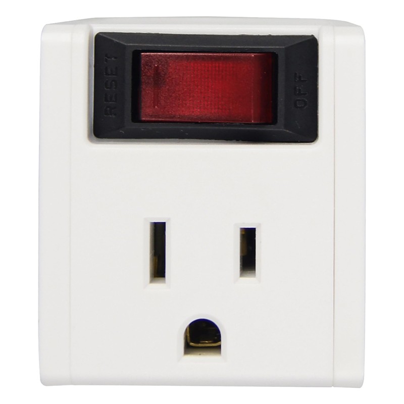 Grounded Single Outlet Power Adapter with Illuminated On/Off Rocker Switch,