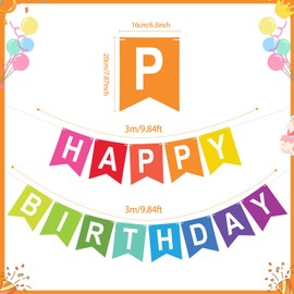 G2PLUS Already Threaded Happy Birthday Garland, 16 × 20 cm Happy Birthday Garland, Colourful Paper Birthday Garland, Large Happy Birthday Bunting for Children, Adults Birthday Party