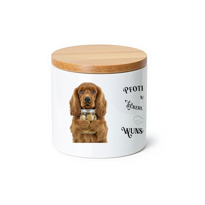 Aufbewahrungsdose – 450ml, Keramik, Bambus - personalisierbar - Cocker Spaniel