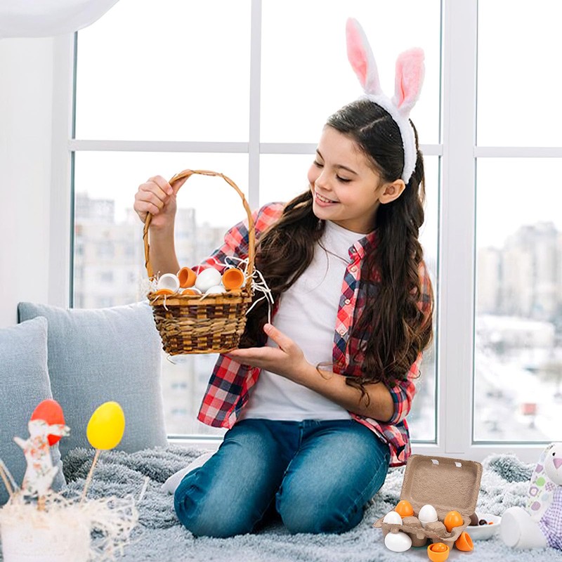 HANSGO HANSGO Wooden Easter Eggs, 6PCS Pretend Play Food Play