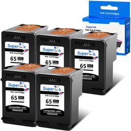 USUPERINK Remanufactured 65XL High Yield Ink Cartridge Replacement for HP 65 65XL N9K04AN Compatible with AMP 120 125 DeskJet 2620 3700 3720 Envy 5000 5032 Printer (Black, 5 Pack)