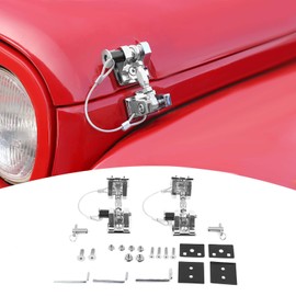 PDKLIN Pestillos de campana para Jeep Wrangler JK JKU 2007-2018, kit de bloqueo de bloqueo de campana de aluminio, 2 piezas (plateado)