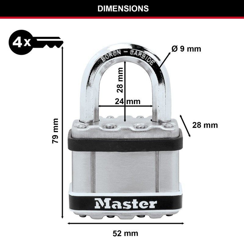 MASTER LOCK Heavy Duty Padlock [Laminated Steel, Stainless Steel Body