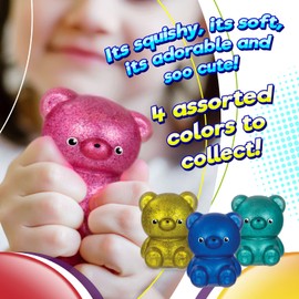 JA-RU Glitter Gummy Bear Toy (8 Bears Assorted) Mochi Squishy Toys for Kids. Animal Stress Balls Sensory Bin Filler. Treasure Box Toys for Classroom, Birthday Party Favors. 4340-8s