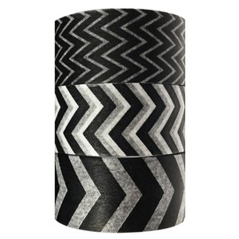 Allydrew Black and White Chevron Washi Masking Tape (Set of 3), 10M L x 15mm W
