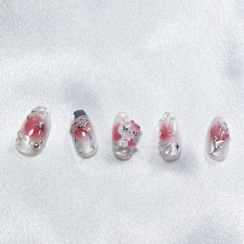 Moist Cheek Gradient Cat Nails - Oval (Long) / 촉촉 치크 그라데이션 고양이 네일 - 오발(롱)