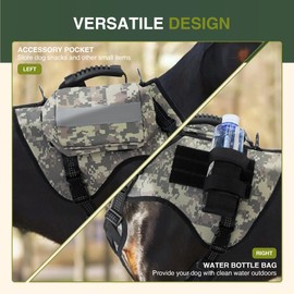 Dog Tactical Harness with Reflective Design, Breathable and Adjustable Tactical Dog Vest, No Choke Dog Harness, Military Grade Gear for Training, Hunting, Outdoor Adventures, Camouflage L