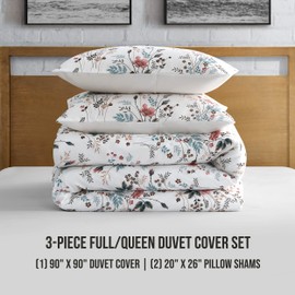 Lucky Brand Wildflower Beige Duvet Cover Set - Full/Queen Size - 3 Piece Luxurious Bedding Ensemble