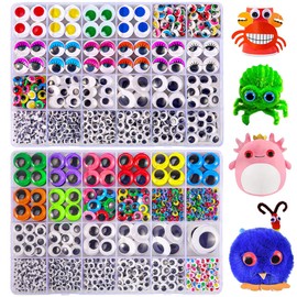 fulasiteu 2500 Ojos Googly Eyes, 48 estilos de ojos brillantes autoadhesivos para manualidades, varios colores y tamaños para manualidades, proyectos de arte, suministros de manualidades