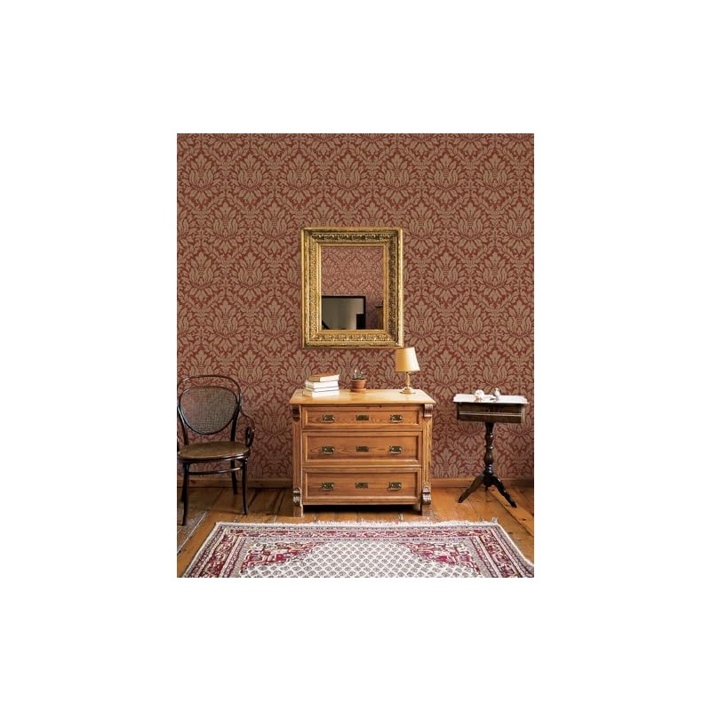 Norwall SD36139 Stitched Damask Prepasted Wallpaper, Multi