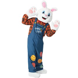 Kofero Easter Bunny Costume Adult Deluxe Rabbit Mascot Plus Size Suit Onesie Outfit with Overalls for Men Women Unisex Party