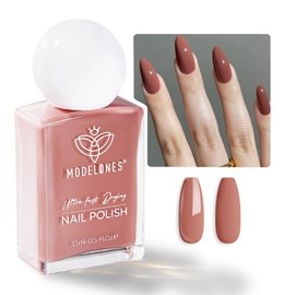 modelones Brown Nail Polish, Neutral Dark Nude 15 ml Quick Dry Nail Lacquer Strengthener Chip Resistant Long Last Shine Fingernail Toe Nail Art DIY Home Travel Manicure Gift for Women Girls 0.5 Fl Oz