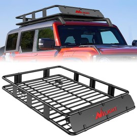 Nilight 64" x 39" x 6" Universal Roof Rack Cargo Basket Heavy-Duty 250LBS Capacity Rooftop Cargo Carrier Luggage Holder for SUV Truck Vehicle,2 Years Warranty