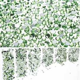 1728PCS Nail Art Rhinestone Light Green Glitter Diamend Gems 3D Tips DIY Decoration Fashion Flatback Crystal Gems Crystal Nail Rhinestones for Acrylic Nails, DIY Projects