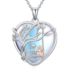 WINNICACA Brother Sister Necklace Sterling Silver Heart Crystal Gifts From Brother Always My Sisters Forever My Friend Jewelry Gifts for Birthday, One Size, Sterling Silver, No Gemstone