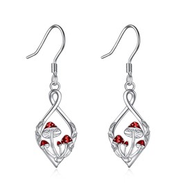 Infinity Earrings for Women 925 Sterling Silver Sunflower / Mushroom / Scottish Thistle / Daisy Hanging Earrings for Girls Infinity Jewellery Gift, Sterling Silver, No Gemstone