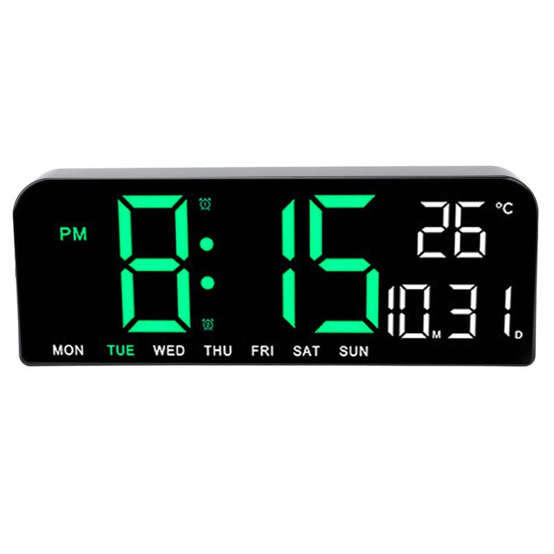 Digital Alarm Clock Large LED Display Desk Wall Clock with