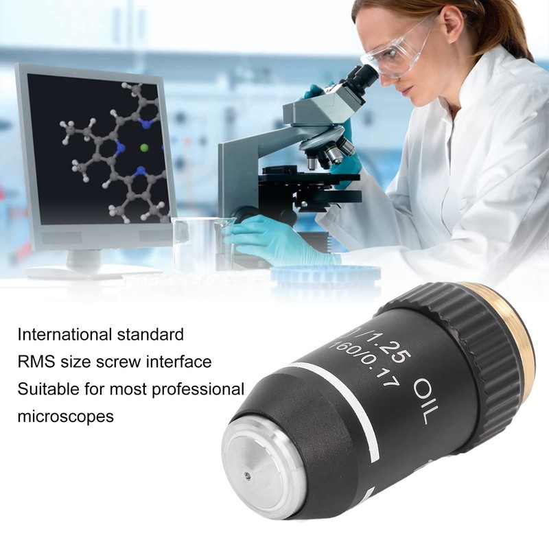 Microscope Objective Lens, 100X Magnification Lens Fine Workmanship 20.2mm Interface