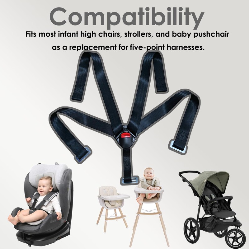 Universal Baby Highchair Stroller Pushchair 5pt 5 Point Harness with