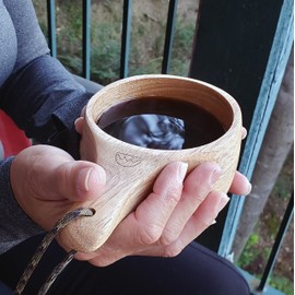 Coopers Bay Kyrre Nordic Kuksa - Large Hand Carved Sd Camp Mug & Spoon Set - A Great Addition to Your Family Camping Cooking Gear - 12.5 oz/350 ml