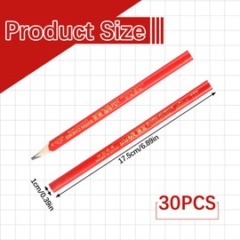 RVLZKCPG Pack of 30 Carpenter's Pencils, Oval, 175 mm Carpenter's Pencil Set, Red Pencil, Construction Site, Construction Site Pencil for Drawing, Scribing, Marking