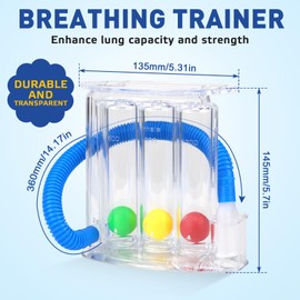 Rierousy Breath Trainer, Lung Trainer, Breathing Trainer with 3 Colourful Balls, Breath Trainer for Speech Therapy and Lung Function, Deep Breathing Trainer with 3 Chamber System (Style B with 3