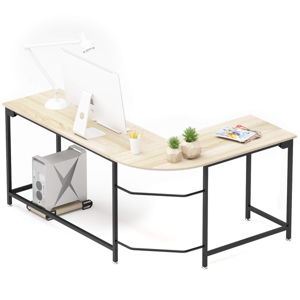 Teraves Modern L-Shaped Desk Corner Computer Desk Home Office Study
